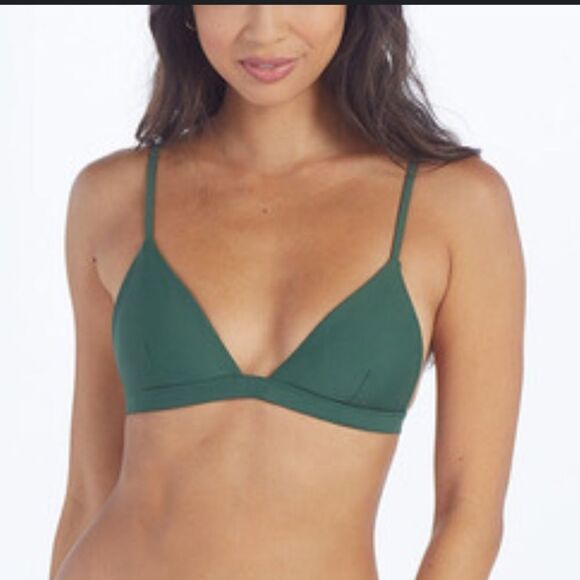 Good American Green Satiny Triangle Bikini Top - Picture 5 of 6